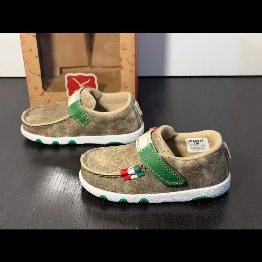 Twisted X Driving Moc Leather Shoes Dusty Tan/Multicolor Infants/Toddler 7M